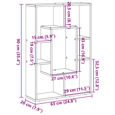 Kirjahylly artesaani tammi 63x20x90 cm tekninen puu