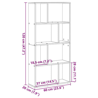 Kirjahylly ruskea tammi 60x20x120 cm tekninen puu