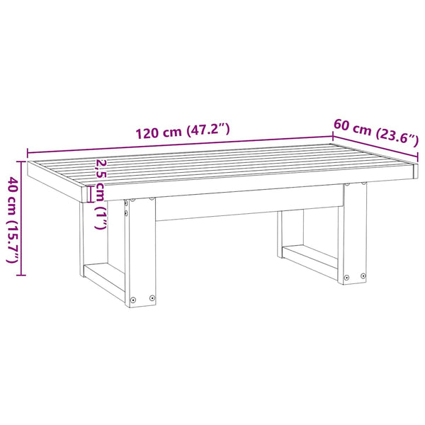 Sohvapöytä NOAIN U-muotoiset jalat 120x60x40 cm massiivipuu mänty
