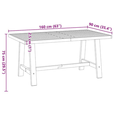 ruokapöytä NOAIN Amuotoiset jalat 160x90x75cm massiivipuu mänty
