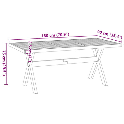 ruokapöytä NOAIN X-muotoiset jalat 180x90x75 cm