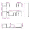 7-osainen keittiön kaappisetti "Porto" korkeakiiltoinen valkoinen tekninen puu