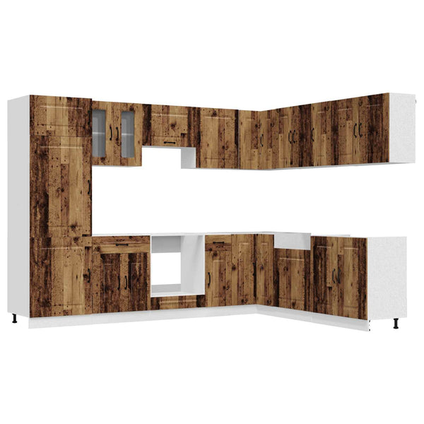 14-osainen keittiökaappisarja Kalmar vanha puu tekninen puu