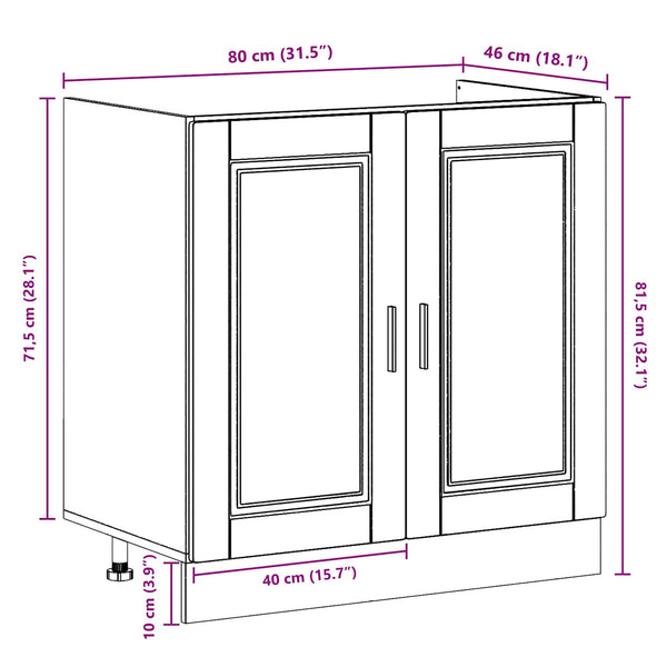 Pesuallas-kaappi Porto 2 kpl Harmaa 80 x 46 x 81,5 cm