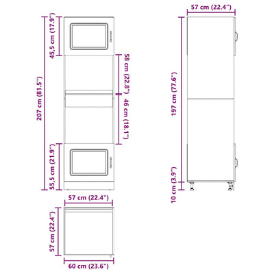 Harmaa uunikaapit Tacue (2 kpl lucca sonoma suunniteltu puu)
