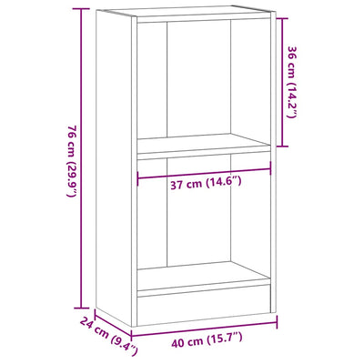 Kirjahylly harmaa Sonoma 40x24x76 cm tekninen puu