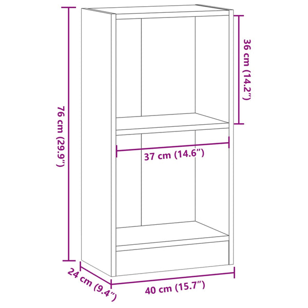 Kirjahylly artesaani tammi 40x24x76 cm tekninen puu