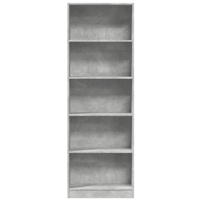 Kirjahylly betoninharmaa 60x24x176 cm tekninen puu