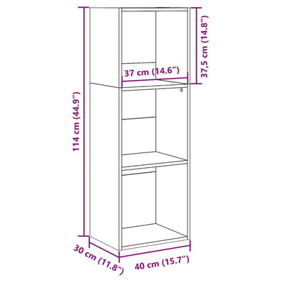 Kirjahylly vanha puu 40x30x114 cm tekninen puu