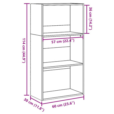 Kirjahylly musta 60x30x114 cm tekninen puu