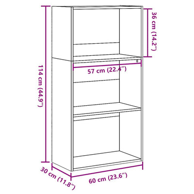Kirjahylly betoninharmaa 60x30x114 cm tekninen puu