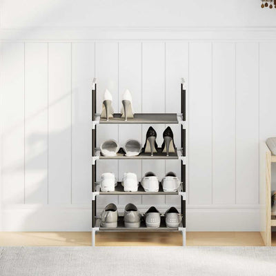 kenkäteline 4-tasoinen musta 44x28x77 cm kuitukangas