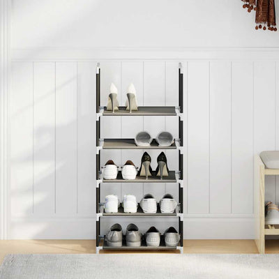 kenkäteline 5-tasoinen musta 44x28x94 cm kuitukangas