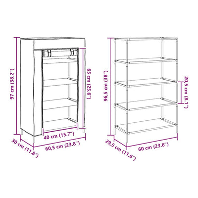 Harmaa kenkäkaappi Manuiel 60,5x30x97cm (kuitukangas)