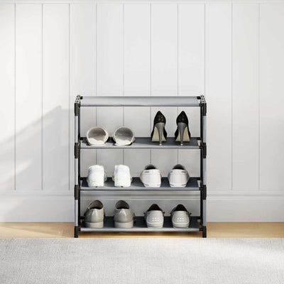 kenkäteline 4-kerroksinen harmaa 54x28x55 cm kuitukangas