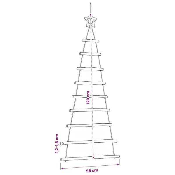 Riippuvat joulukuuset latvatähdillä 2 kpl 55x120 cm luonnon oksa