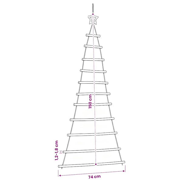 Riippuva joulukuusi latvatähdellä 74x150 cm luonnonvärinen oksa