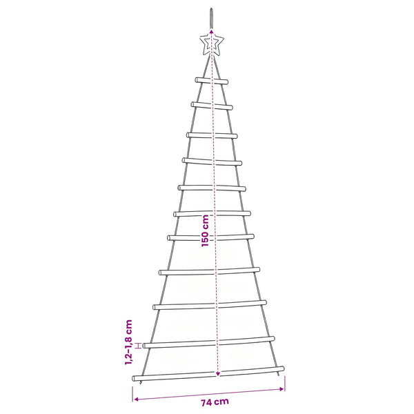 Riippuva joulukuusi latvatähdellä 74x150 cm luonnonvärinen oksa