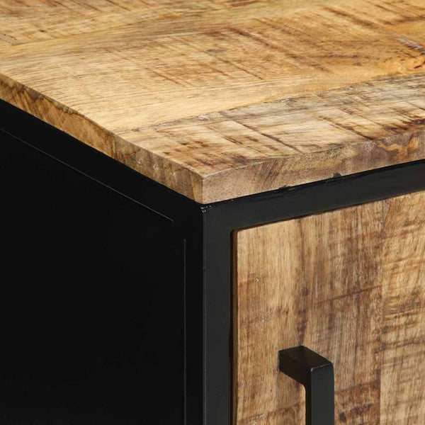 Yöpöytäkaappi ruskea ja musta 30 x 30 x 40 cm Täysi Mangopuu