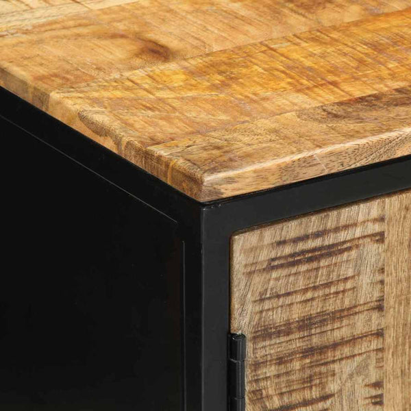 Yöpöytäkaappi ruskea ja musta 50 x 30 x 45 cm täysi mangopuu