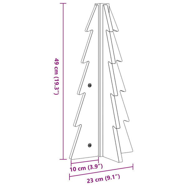 Vahanruskea puinen koristejoulukuusi Crezante 49cm (mänty)