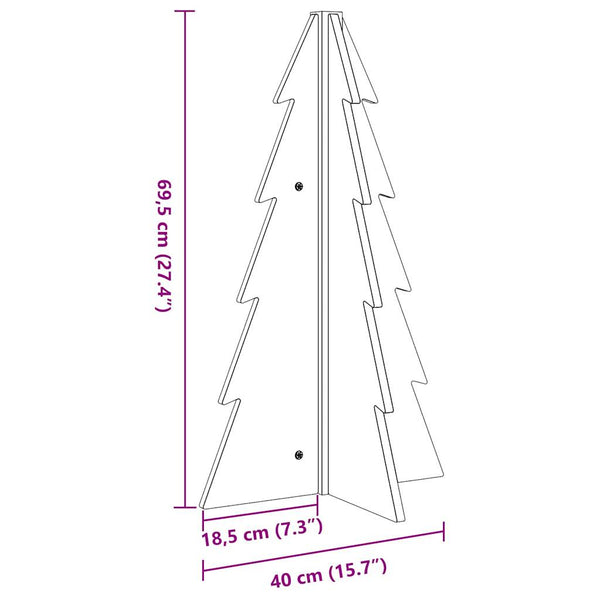 Valkoinen puinen koristejoulukuusi Crezante 69,5cm (mänty)