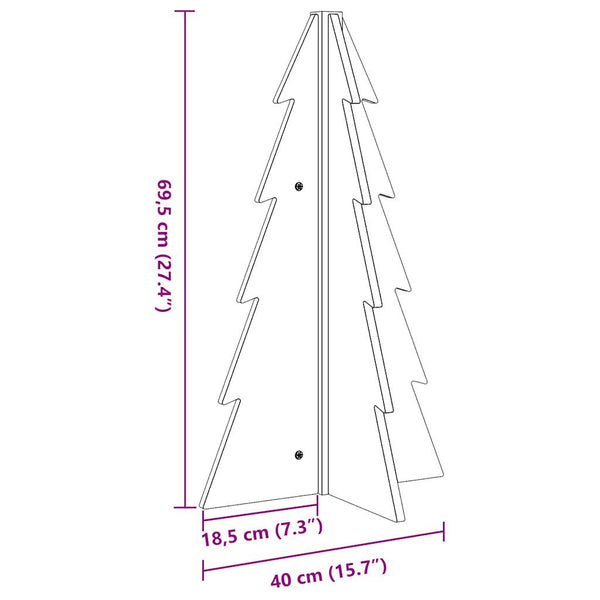 Vahanruskea puinen koristejoulukuusi Crezante 69,5cm (mänty)