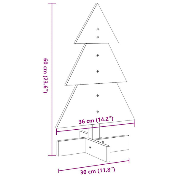 Vahanruskea puinen koristejoulukuusi Wali 60cm (mänty)