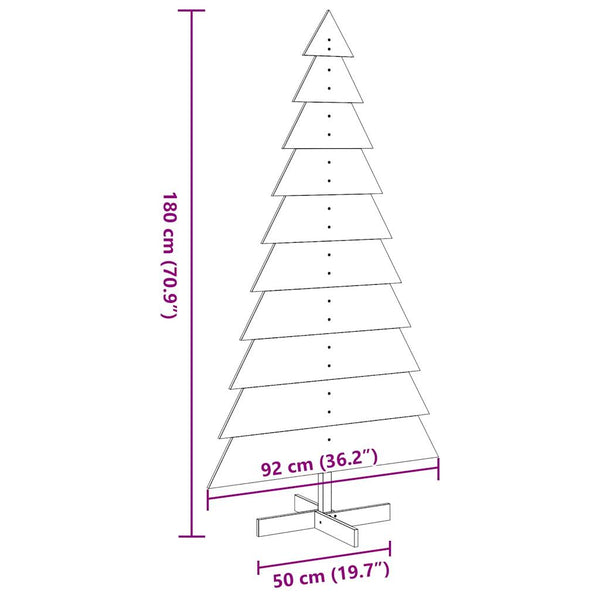 Valkoinen puinen koristejoulukuusi Wali 180cm (mänty)