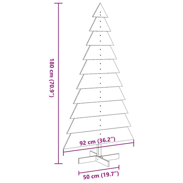 Vahanruskea puinen koristejoulukuusi Wali 180cm (mänty)