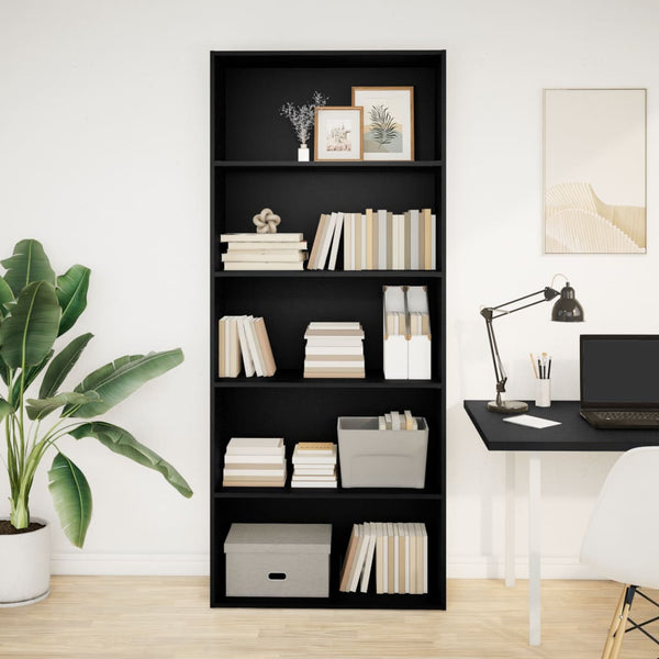Kirjahylly musta 80x30x189 cm lastulevy