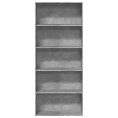 Kirjahylly betoninharmaa 80x30x189 cm lastulevy