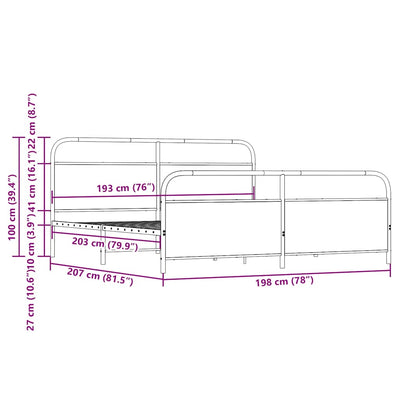 Savutammi metallinen sängynrunko Mirci 193x203cm