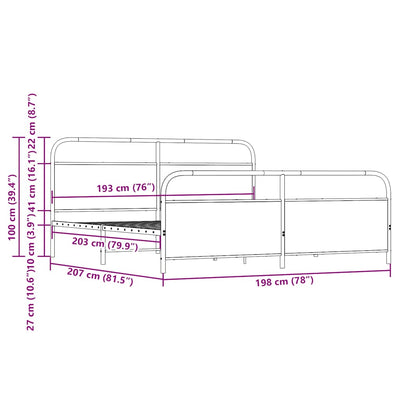 Savutammi metallinen sängynrunko ilman patjaa Mirci 193x203cm