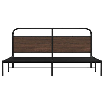 Metallinen sängynrunko ilman patjaa ruskea tammi 200x200 cm