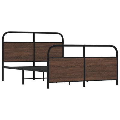 Metallinen sängynrunko ilman patjaa ruskea tammi 140x190 cm