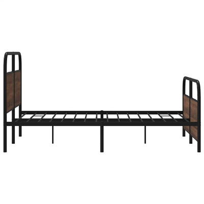 Metallinen sängynrunko ilman patjaa ruskea tammi 140x190 cm