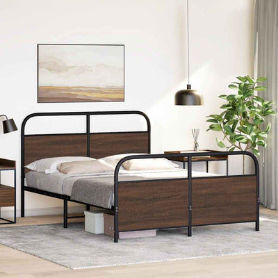 Ruskea tammi metallinen sängynrunko ilman patjaa Mirci 140x200cm