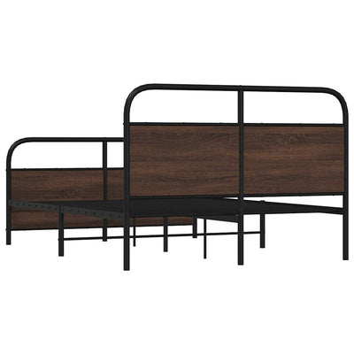 Metallinen sängynrunko ilman patjaa ruskea tammi 140x200 cm