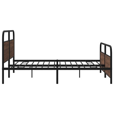Metallinen sängynrunko ilman patjaa ruskea tammi 200x200 cm