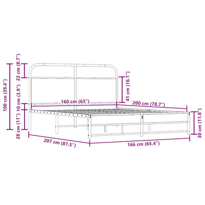 Savutammi metallinen sängynrunko Mirci 160x200cm