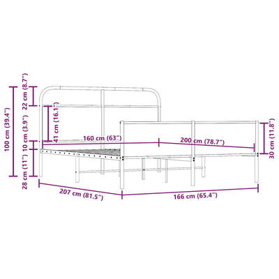 Savutammi metallinen sängynrunko Mirci 160x200cm
