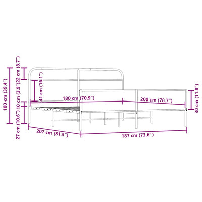 Savutammi metallinen sängynrunko Mirci 180x200cm