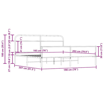 Savutammi metallinen sängynrunko Mirci 193x203cm