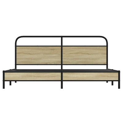 Sonoma-tammi metallinen sängynrunko ilman patjaa Mirci 180x200cm