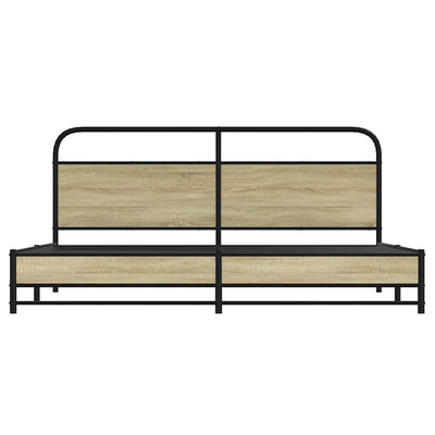 Sonoma-tammi metallinen sängynrunko ilman patjaa Mirci 180x200cm