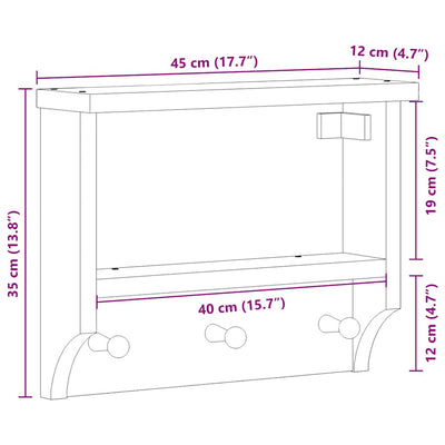 Seinänaulakko sandnes Rinette 45x12x35cm (mänty)