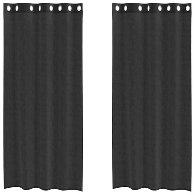 Voileeverhot läpiviennillä 2 kpl musta 140x225 cm