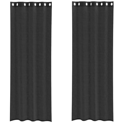 Voileeverhot läpiviennillä 2 kpl musta 140x260 cm