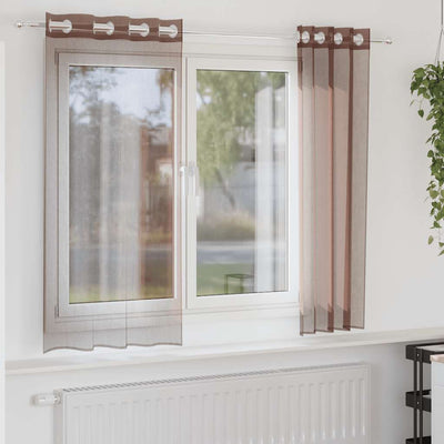 Voileeverhot läpiviennillä 2 kpl ruskea 140x140 cm